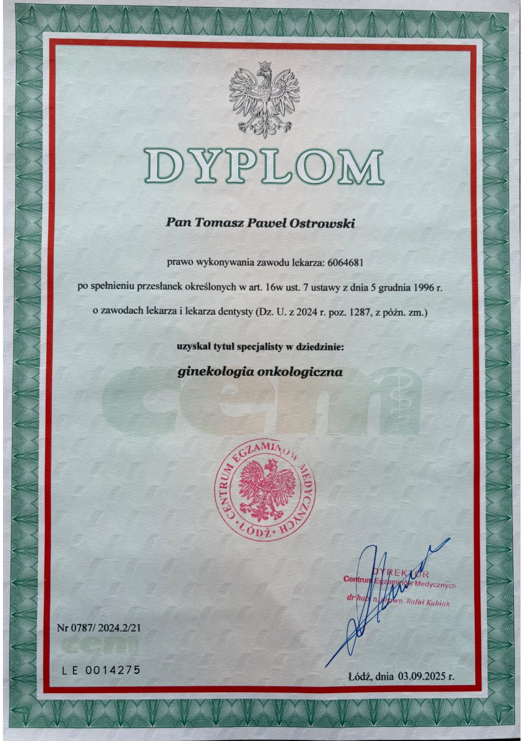 10. Dyplom ginekologia onkologiczna 10. Dyplom ginekologia onkologiczna