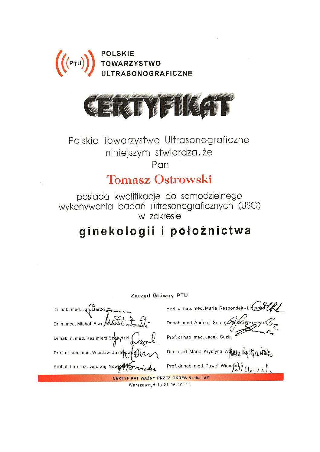 4. Certyfikat PTU z 21.06.2012 4. Certyfikat PTU z 21.06.2012