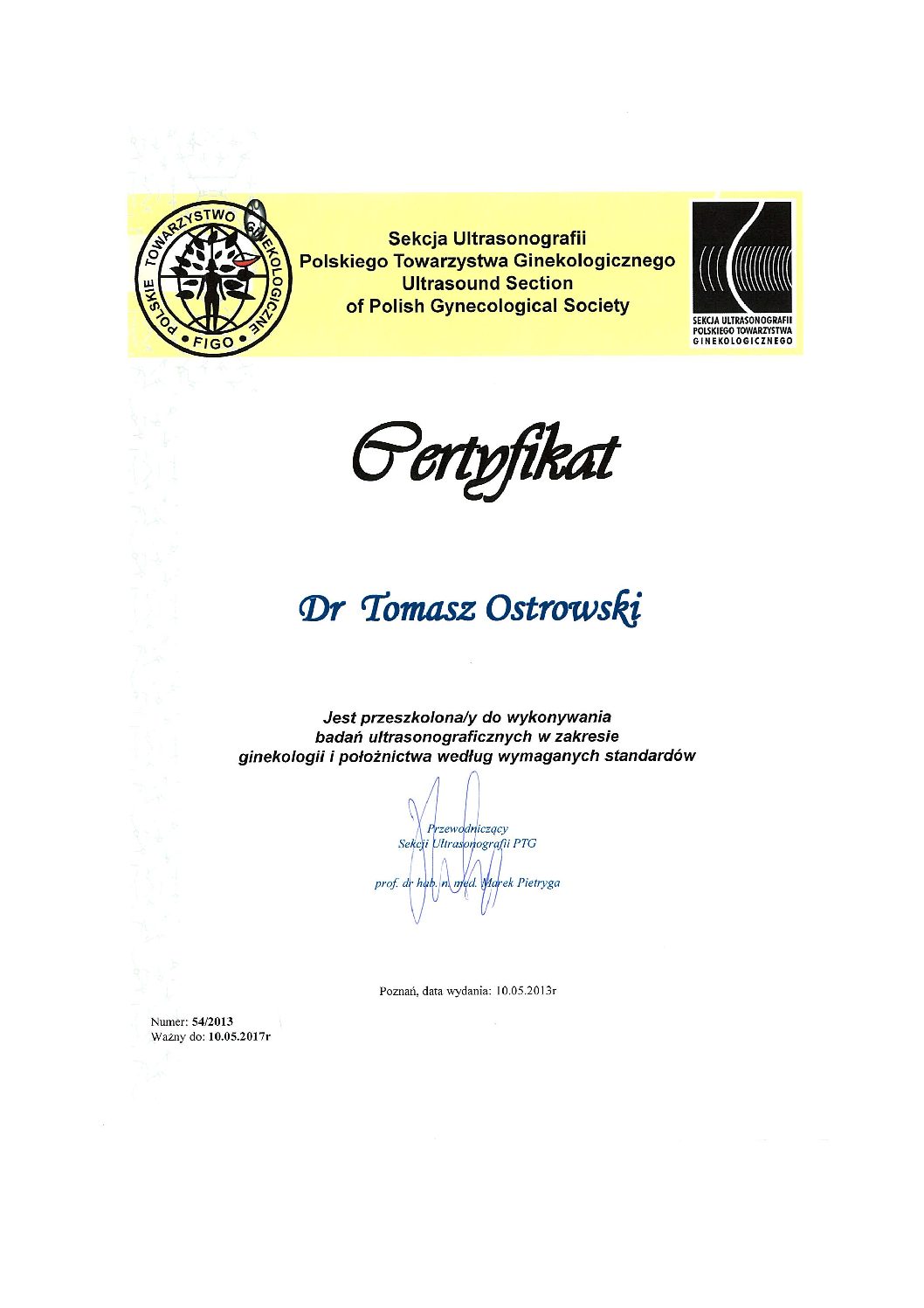 5. Certyfikat PTG z 10.05.2013 5. Certyfikat PTG z 10.05.2013
