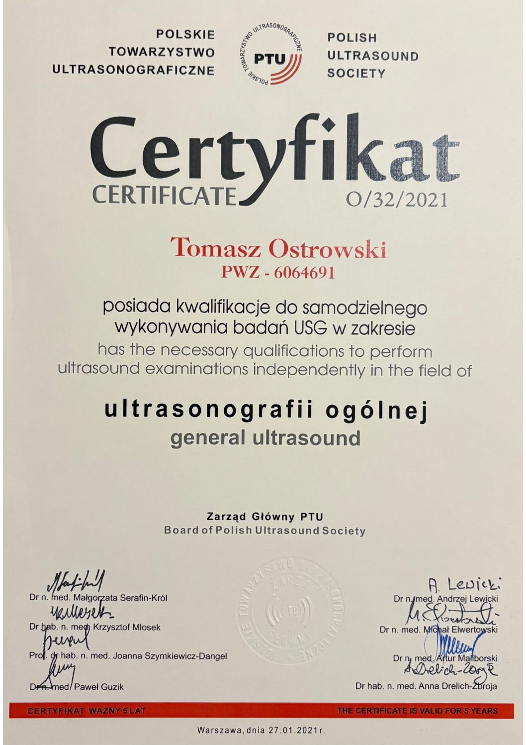 7. Certyfikat PTU usg ogólne 7. Certyfikat PTU usg ogólne
